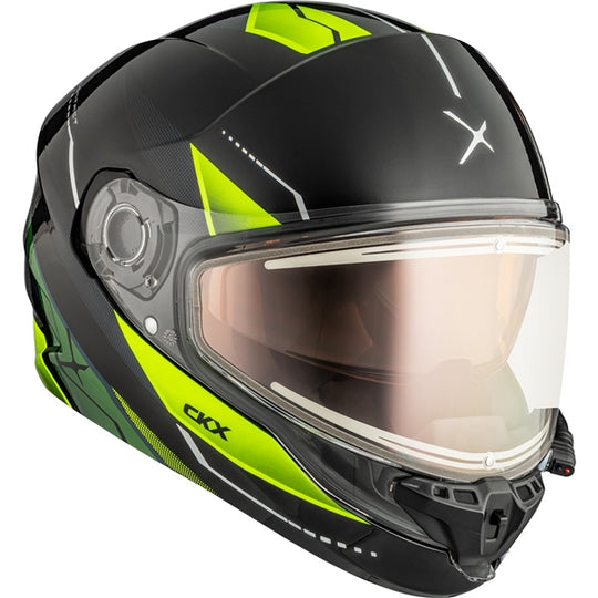 CKX CONTACT ARTIK HELMET W/ E-SHIELD - GLOSSY BLUE/LIME
