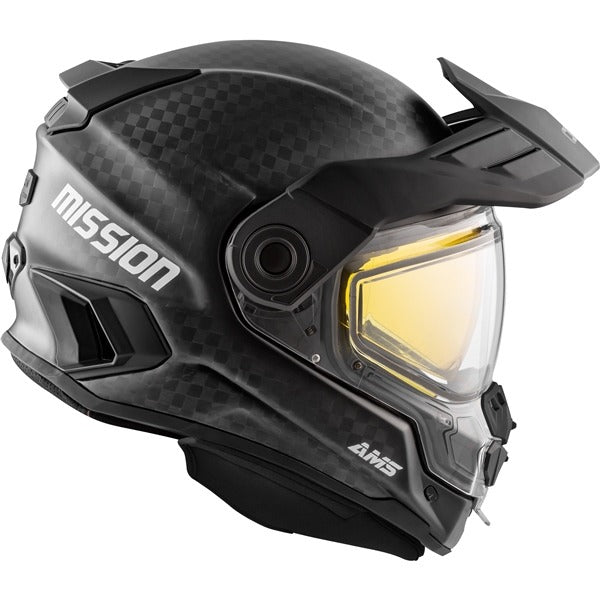 CKX MISSION FREE-FACE CARBON FIBER HELMET W/ E-SHILED | BLACK