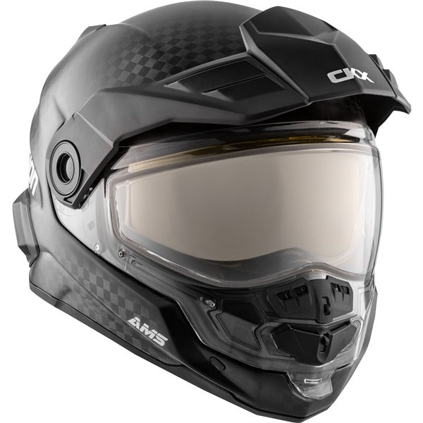 CKX MISSION FREE-FACE CARBON FIBER HELMET W/ E-SHILED | BLACK