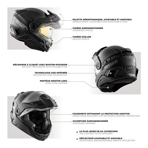 CKX MISSION FREE-FACE HELMET W/ E-SHILED | GREY