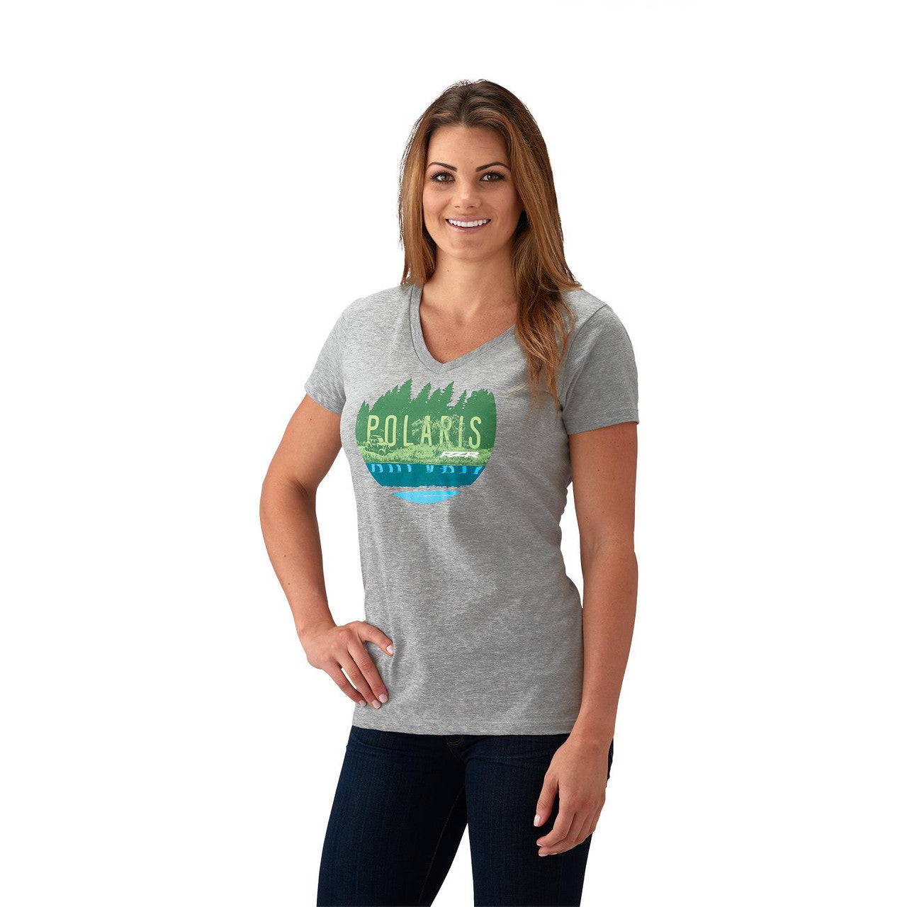 WOMEN'S V-NECK GRAPHIC TEE W/ POLARIS LOGO