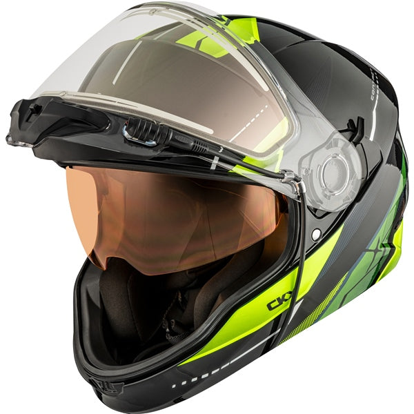 CKX CONTACT ARTIK HELMET W/ E-SHIELD  -  GLOSSY BLUE/LIME