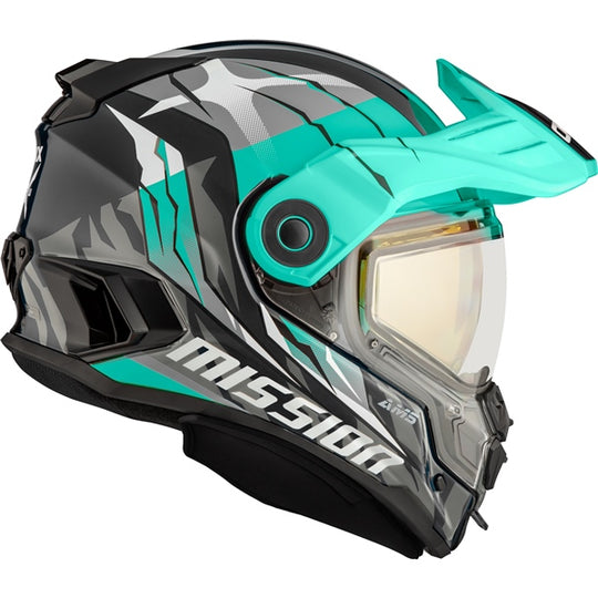 CKX MISSION FREE-FACE HELMET W/ E-SHIELD | TURQ/ GLOSSY BLACK