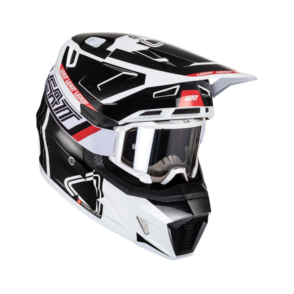 LEATT- HELMET KIT MOTO 7.5 W/ 4.5 GOGGLES | BLACK & WHITE