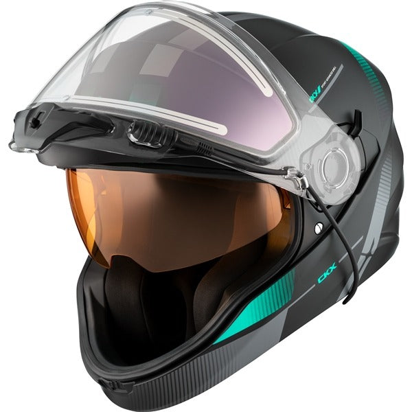 CKX CONTACT EDGE HELMET W/ E-SHIELD  - TURQUOISE MATTE